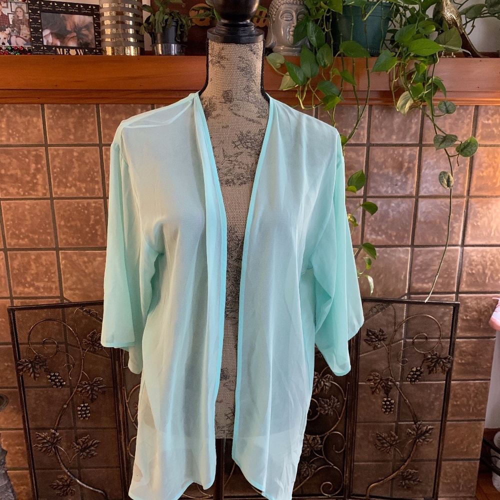sheer teal kimono